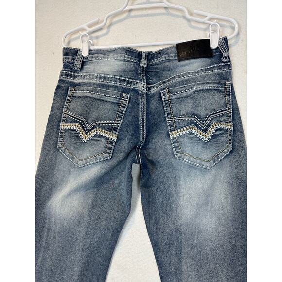 True Luck Mens Jeans 32x30 Blue Straight Leg Faded Denim Stretch Western Cowboy - Picture 2 of 9